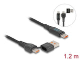 Delock USB 2.0 Daten- und Schnellladekabel USB Type-C™ + USB Typ-A Stecker zu USB Type-C™ Stecker PD 3.1 140 W mit Leistungsanzeige 1,20 m