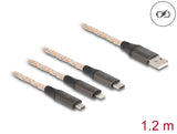 Delock USB RGB Ladekabel 3 in 1 Typ-A zu Lightning™ / Micro USB / USB Type-C™ 1,20 m