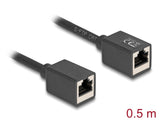 Delock Netzwerk Verlängerungskabel Kupplung RJ45 Buchse zu RJ45 Buchse Cat.6A S/FTP 0,5 m schwarz