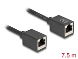 Delock Netzwerk Verlängerungskabel Kupplung RJ45 Buchse zu RJ45 Buchse Cat.6A S/FTP 7,5 m schwarz