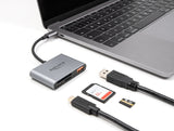 Delock USB-C™ Card Reader für SD und Micro SD Speicherkarten + USB 10 Gbps Typ-A Port und USB Type-C™ PD 2.0 85 W
