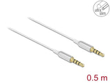 Delock Klinkenkabel 3,5 mm 4 Pin Stecker zu Stecker Ultra Slim 0,5 m weiß