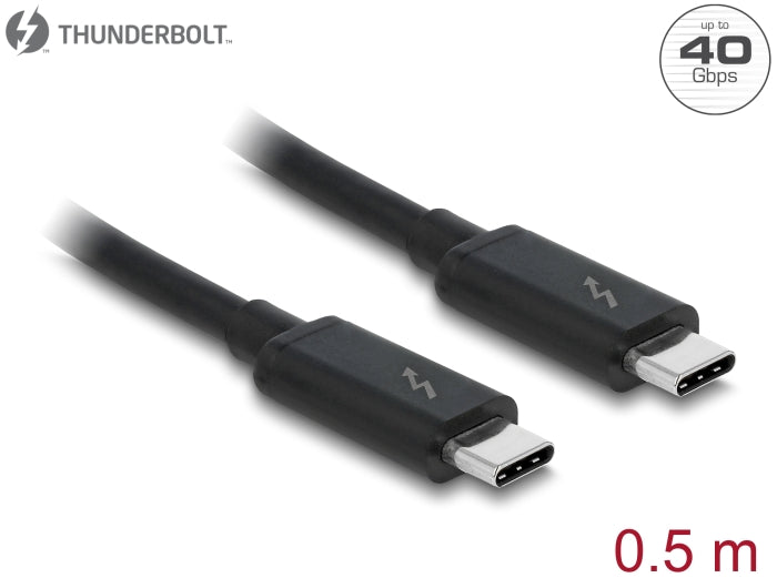 Delock Thunderbolt™ 3 (40 Gb/s) USB-C™ Kabel Stecker > Stecker passiv 0,5 m 5 A schwarz
