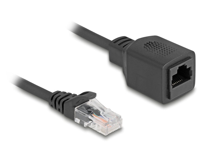 Delock RJ45 Spiralkabel Stecker zu Buchse Cat.5e UTP 1 m bis 3 m schwarz