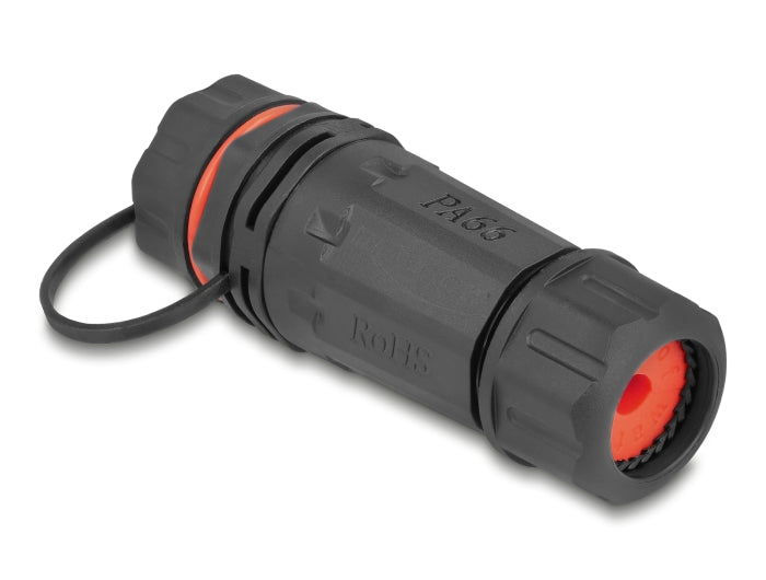 Delock Kabelverbinder RJ45 Buchse zu RJ45 Buchse Cat.6A mit Gehäuse und Verschlusskappe wasserfest