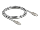 Delock USB-C™ Kabel USB 2.0 mit Metallmantel USB Type-C™ Stecker zu Stecker PD 3.0 60 W 1 m silber