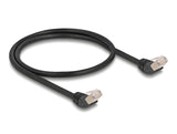 Delock RJ45 Netzwerkkabel Cat.6A S/FTP 45° nach oben gewinkelt 0,5 m schwarz