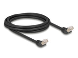 Delock RJ45 Netzwerkkabel Cat.6A S/FTP 45° nach oben gewinkelt 2 m schwarz
