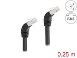 Delock RJ45 Netzwerkkabel Cat.6A S/FTP 45° nach unten gewinkelt 0,25 m schwarz
