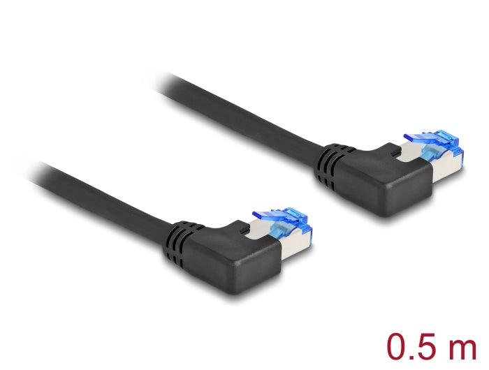 Delock RJ45 Netzwerkkabel Cat.6A S/FTP links gewinkelt 0,5 m schwarz