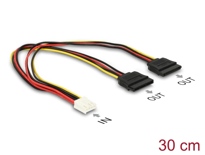 Delock Kabel Power Floppy 4 Pin Buchse > 2 x SATA 15 Pin Buchse 30 cm