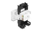 Delock Easy 45 RJ45 Buchse zu LSA Cat.6A 180° werkzeugfrei schwarz / weiß