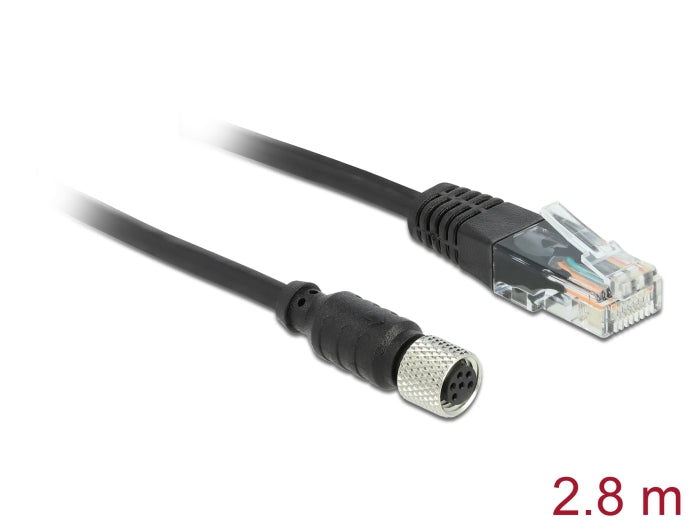 Navilock Anschlusskabel M8 Buchse wasserdicht Seriell zu RJ45 Stecker 2,8 m