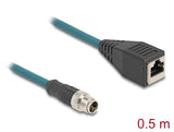 Delock M12 Adapterkabel X-kodiert 8 Pin Stecker zu RJ45 Buchse 50 cm