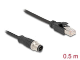 Delock M12 Adapterkabel D-kodiert 4 Pin Stecker zu RJ45 Stecker 50 cm