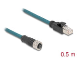 Delock M12 Adapterkabel A-kodiert 8 Pin Buchse zu RJ45 Stecker 50 cm