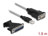 Delock Adapter USB 2.0 Typ-A zu 1 x Seriell RS-232 D-Sub 9 + Adapter D-Sub 25