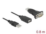 Delock Adapter USB 2.0 Typ-A zu 1 x Seriell RS-232 D-Sub 9 Pin Stecker mit Muttern