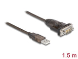 Delock Adapter USB 2.0 Typ-A zu 1 x Seriell RS-232 D-Sub 9 Pin Stecker mit Muttern 1,5 m