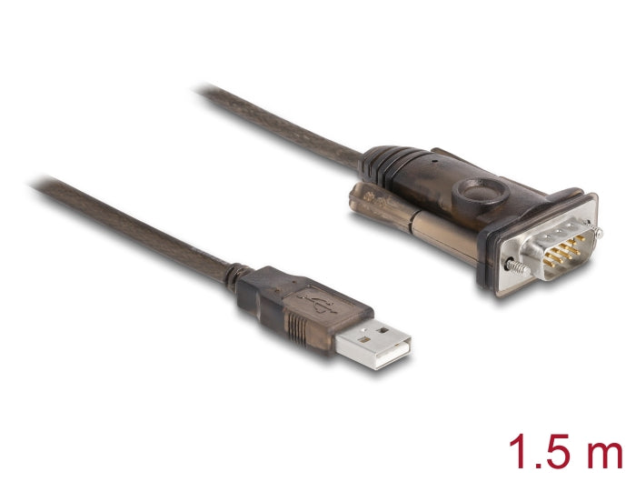 Delock Adapter USB 2.0 Typ-A zu 1 x Seriell RS-232 D-Sub 9 Pin Stecker mit Schrauben 1,5 m
