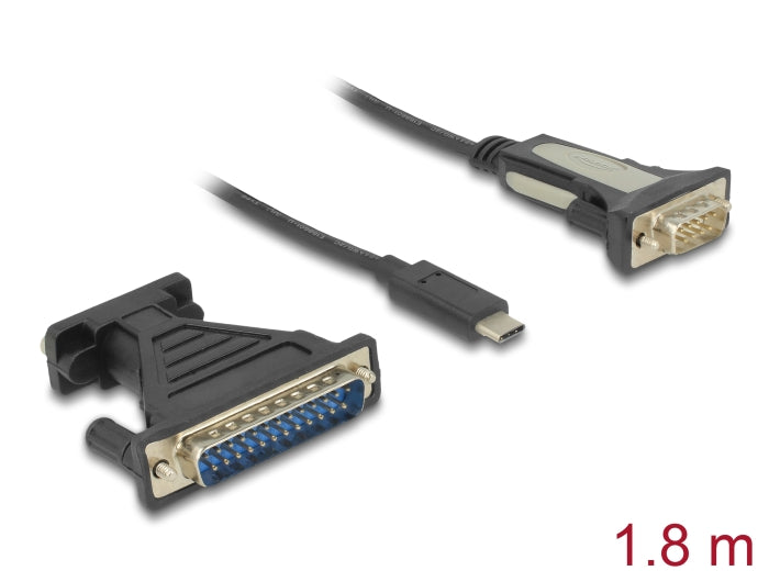 Delock Adapter USB Type-C™ > 1 x Seriell DB9 RS-232 + Adapter DB25