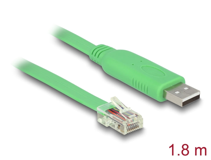Delock Adapter USB 2.0 Typ-A Stecker > 1 x Seriell RS-232 RJ45 Stecker 1,8 m