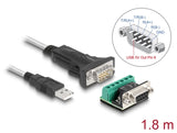 Delock Adapter USB 2.0 Typ-A zu 1 x Seriell RS-422/485 Stecker mit 6 Pin Terminalblock Adapter 5 V 1,8 m