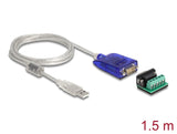 Delock Adapter USB Typ-A zu Seriell RS-422/485 DB9 mit Überspannungsschutz 600 W und erweiterter Temperaturbereich