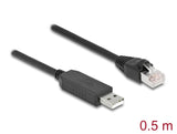 Delock Serielles Anschlusskabel mit FTDI Chipsatz, USB 2.0 Typ-A Stecker zu RS-232 RJ45 Stecker 50 cm schwarz