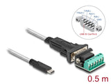 Delock Adapter USB Type-C™ zu 1 x Seriell RS-422/485 Stecker mit 6 Pin Terminalblock 5 V 0,5 m