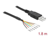 Delock USB 2.0 zu Seriell UART TTL (5 V) Konverter mit 6 offenen Kabelenden und 5 V Ausgangsspannung 1,8 m