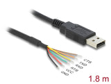Delock USB 2.0 zu Seriell UART TTL (3,3 V) Konverter mit 6 offenen Kabelenden und 3,3 V Ausgangsspannung 1,8 m