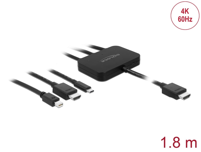 Delock USB-C™, HDMI oder mini DisplayPort zu 4K HDMI Adapterkabel 1,8 m