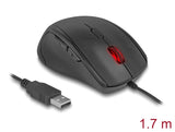 Delock Ergonomische optische 5-Tasten USB Maus - Linkshänder