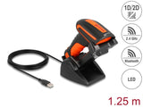 Delock Industrie Barcode Scanner 1D und 2D für 2,4 GHz oder Bluetooth mit induktiver Ladestation