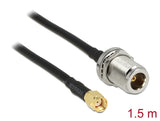 Delock Antennenkabel RP-SMA Stecker > N Buchse zum Einbau 1,5 m