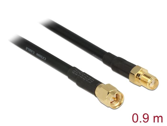 Delock Antennenkabel SMA Stecker > SMA Buchse CFD/RF200 0,9 m low loss