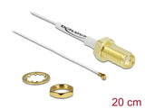 Delock Antennenkabel SMA Buchse zum Einbau zu I-PEX Inc., MHF® 4 Stecker 0.81 20 cm Gewindelänge 10 mm weiß