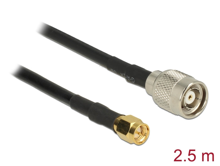 Delock Antennenkabel RP-TNC Stecker > SMA Stecker RG-58 C/U 2,5 m