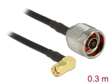 Delock Antennenkabel N Stecker > RP-SMA Stecker 90° CFD200 0,3 m low loss