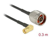 Delock Antennenkabel N Stecker > RP-SMA Stecker 90° RG-174 0,3 m