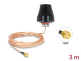 Delock LTE Antenne SMA Stecker 2 dBi starr omnidirektional mit Anschlusskabel (RG-316U, 3 m) outdoor schwarz