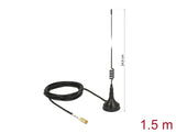 Delock WLAN 802.11 b/g/n Antenne SMB Stecker 2 dBi starr omnidirektional mit magnetischem Standfuß und Anschlusskabel RG-174 1,5 m outdoor schwarz