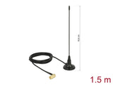 Delock 480 MHz Antenne SMA Stecker 90° 2,5 dBi starr omnidirektional mit magnetischem Standfuß und Anschlusskabel RG-174 1,5 m outdoor schwarz