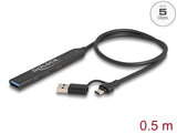 Delock 4 Port Slim USB Hub mit USB Type-C™ oder USB Typ-A zu 3 x USB 5 Gbps USB Type-C™ + 1 x USB 5 Gbps Typ-A