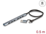 Delock 7 Port Slim USB Hub mit USB Type-C™ oder USB Typ-A zu 1 x USB 5 Gbps Typ-A + 6 x USB 2.0 Typ-A