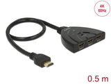Delock HDMI UHD Switch 3 x HDMI in > 1 x HDMI out 4K 60 Hz mit integriertem Kabel 50 cm