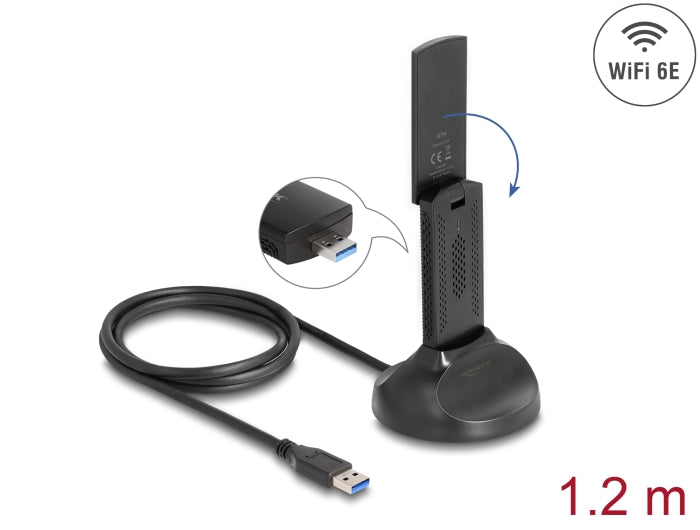 Delock Wi-Fi 6E Dualband WLAN USB Adapter AX5400 (2 x 2402 + 574 Mbps)
