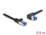 Delock RJ45 Netzwerkkabel Cat.6A S/FTP gerade / links gewinkelt 0,5 m schwarz