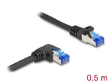 Delock RJ45 Netzwerkkabel Cat.6A S/FTP gerade / rechts gewinkelt 0,5 m schwarz